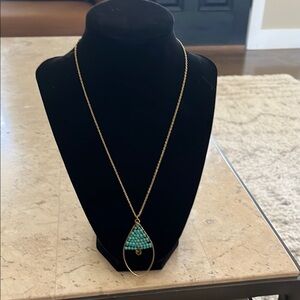 Stella and Dot Gold and Turquoise Pendant Necklace